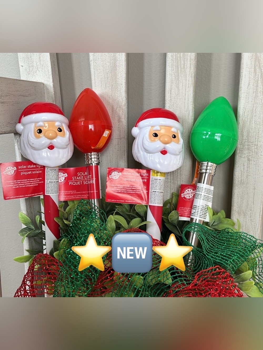 Santa & Friends  Solar Stake Lights 4pcs Set 🎄🆕🎄